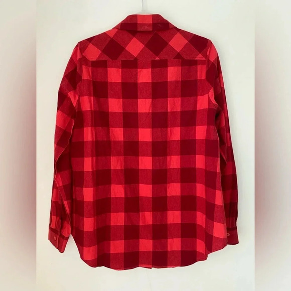 Tuckernuck Shirt Women’s Medium Plaid 100% Cotton Red Button Down Blouse - Picture 2 of 8